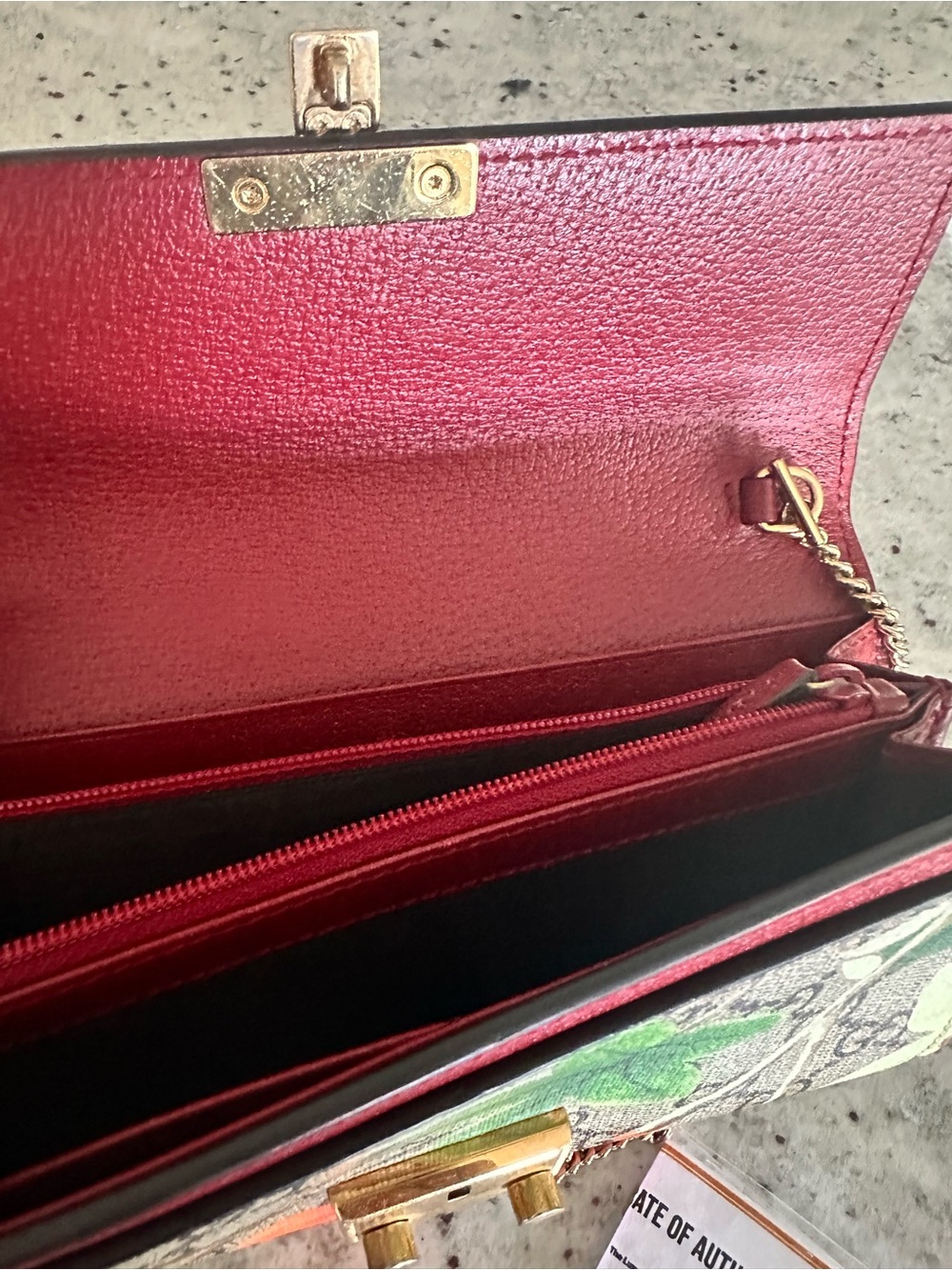 Gucci GG Supreme Floral-Print Flora Wallet on Chain, Authentic, No Callouts - Picture 9 of 9
